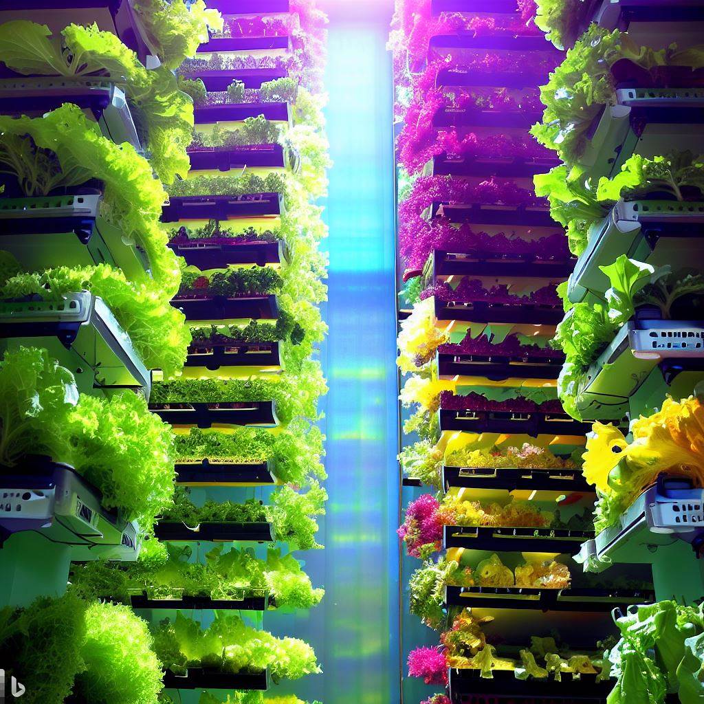 Imagem fazenda vertical gerada por inteligência artificial com DALL-E