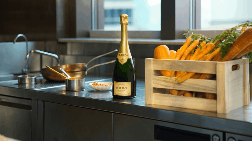 espumantes Krug na cozinha